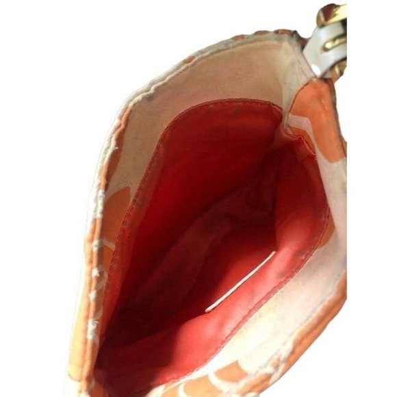 Fendi Ltd Ed Orange & Pink Print Silk & Leather Petite Satchel - Picture 8 of 9